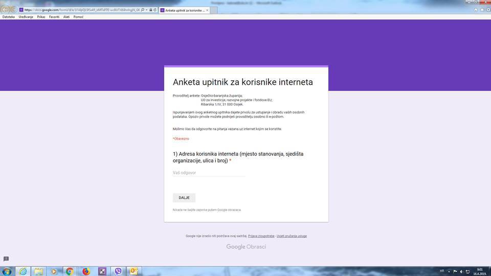 Anketa za izgradnju infrastrukture širokopojasnog interneta