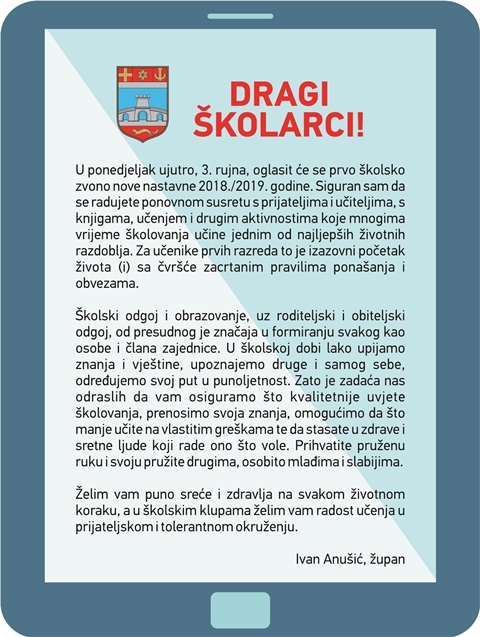 Poruka župana učenicima povodom početka nove školske godine